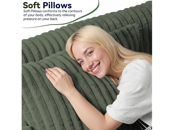 HABUTWAY 78" Green 4-in-1 Boneless Couch