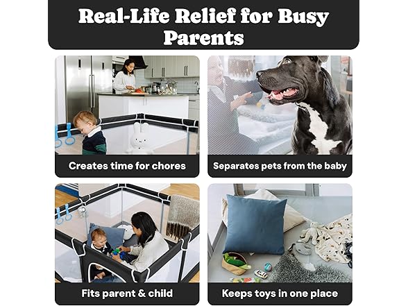 Todale Baby Play Pen - 50 x 50 x 27 in, Black - Portable Fol (Open Box)