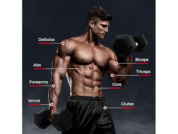 RitFit 5LB Rubber Encased Hex Dumbbell Set