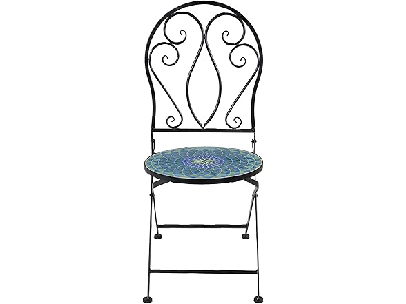 Sunnydaze Mosaic Tile Folding Bistro Chairs
