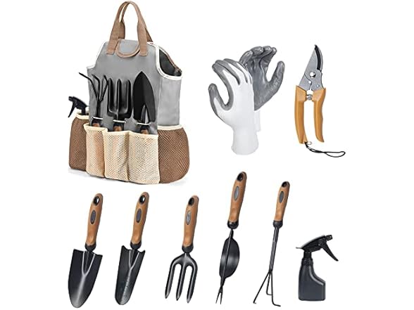 9-Piece Garden Tool Set w/Organizer