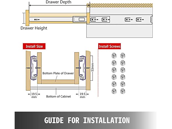 VEVOR Heavy Duty Drawer Slides 24\" Length