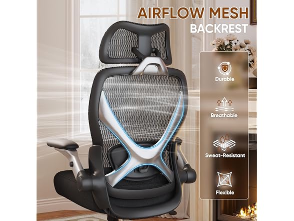 Ergonomic Office Chair with Headrest, Black