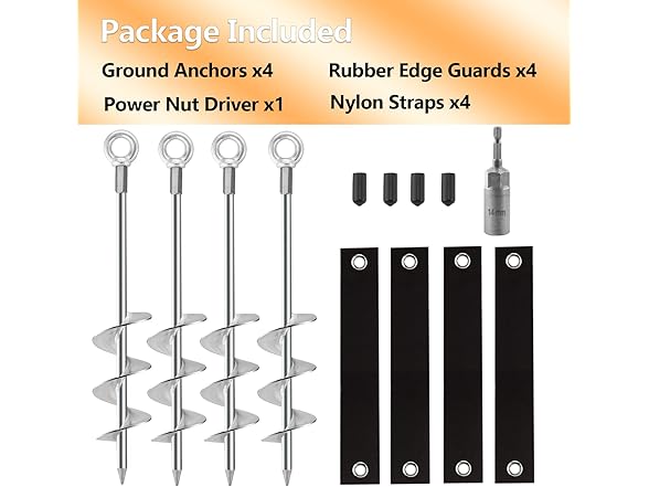 WateryWave 4Pcs Ground Anchors Screw