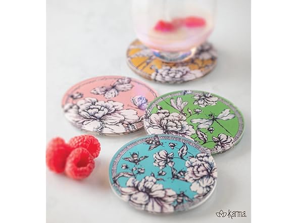 Karma, Acrylic Round Coaster Set of 4 