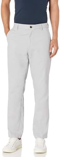 Amazon Essentials Men's Classic-Fit Wrinkle-Resistant Flat-Front Chino Pant (Available in Big & Tall), Grey, 28W x 32L