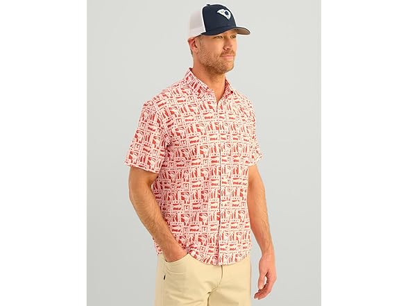 HUK Men Kona Pattern Fishing Button Down