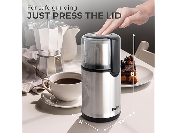 Kaffe Electric Coffee Grinder with Removable Cup (3.5oz)