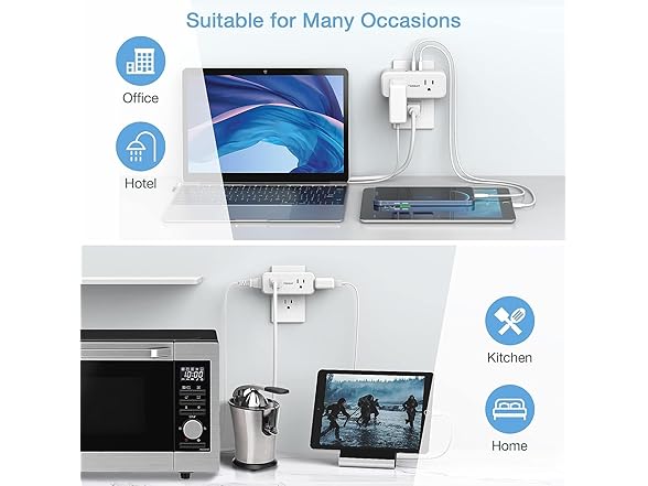 TESSAN Outlet Splitter (3 USB, 4 Outlets)