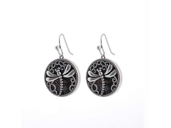 Abalone Dragonfly Drop Earrings