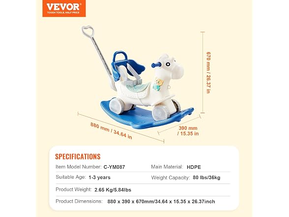 4 in 1 Rocking Horse for Toddlers 1-3