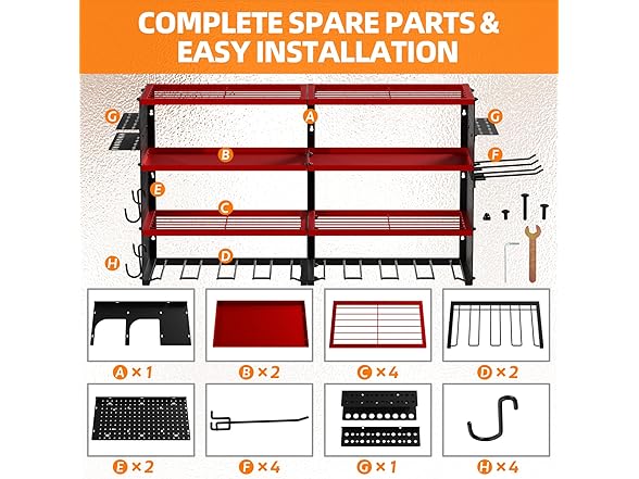 Dollate 4 Layer Power Tool Organizer Wall Mount