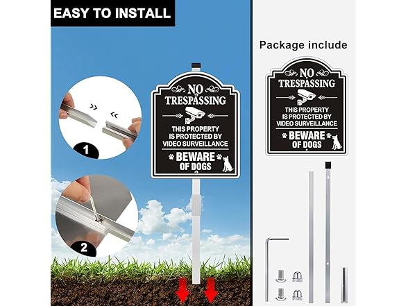 Aiuieaa Beware of Dog Sign 2pk