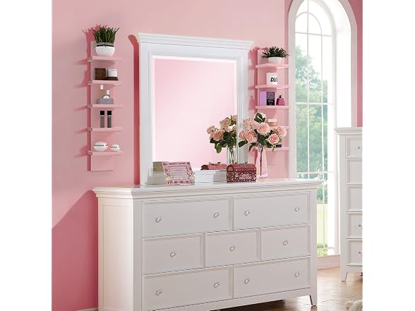 Bloddream 5-Tier Wall Shelves Pink 30.7