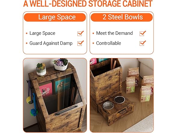 Top Opening Dog Feeding Station, Wooden Storage