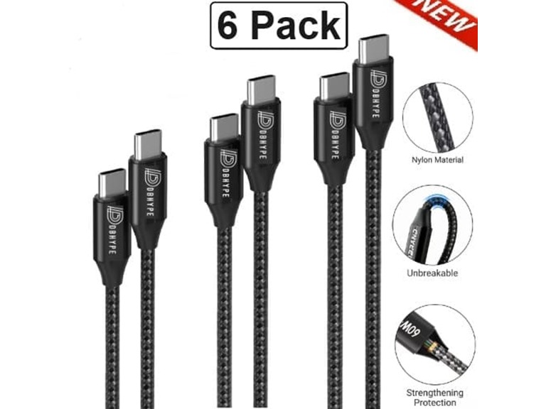 DBHYPE SG-6PACKCC(BLACK)  6 Pack 6PK Fast Charging USB-C to USB-C Black