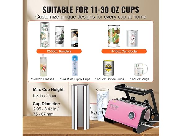VEVOR Mug Heat Press, 11-30oz Tumbler