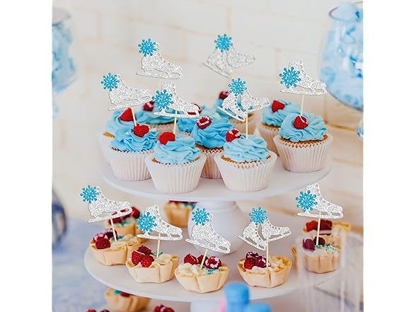 Gyufise 24Pcs Ice Skating Cupcake Topper