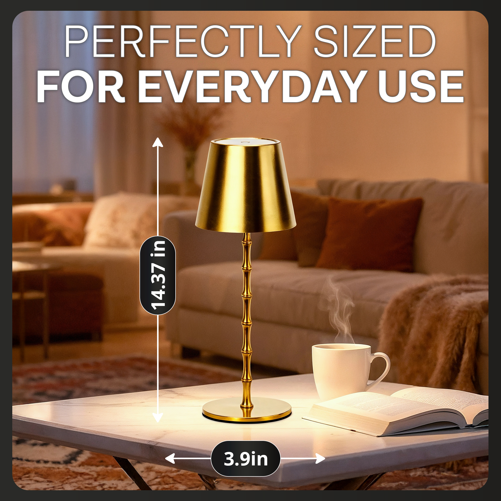 Bell+Howell Bamboo Design Gold Lamp - Gallery 16