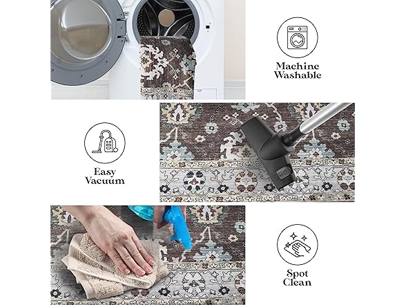 Superior 2'7"x6' Floral Geometric Border Indoor Area Rug