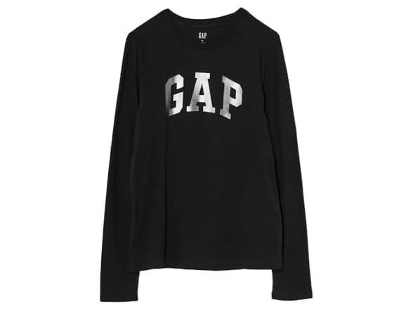 GAP Women (XXS) Long Sleeve Logo Tee True Black