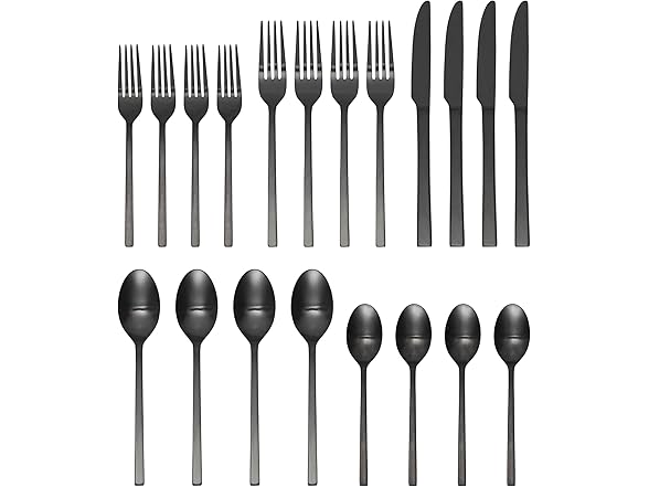 Allay Midnight 20 Piece Everyday Flatware Set, Service For 4