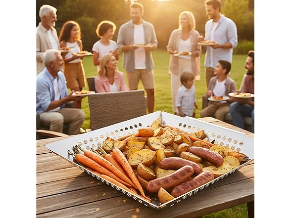 QUANSHANGJU Vegetable Grill Basket for Outdoor Grill