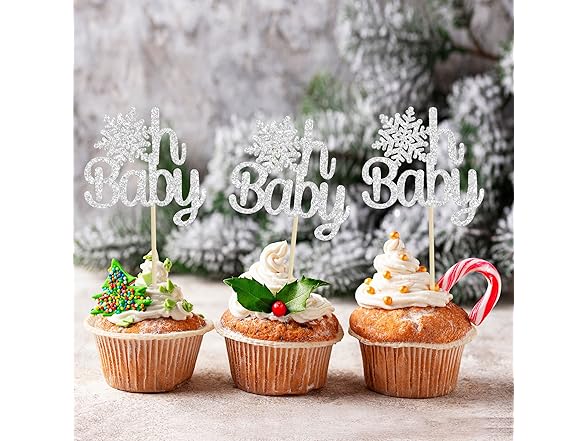 Gyufise Snowflake Oh Baby Cupcake Topper