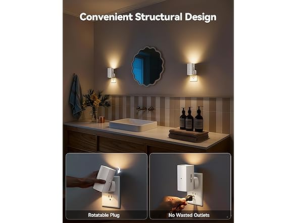 Brightown 2 Pack White Night Lights Plug Soft White
