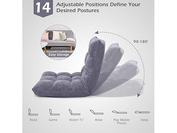 COSTWAY Floor Chair, Video Gaming Chairs with Back Support,  (Open Box)