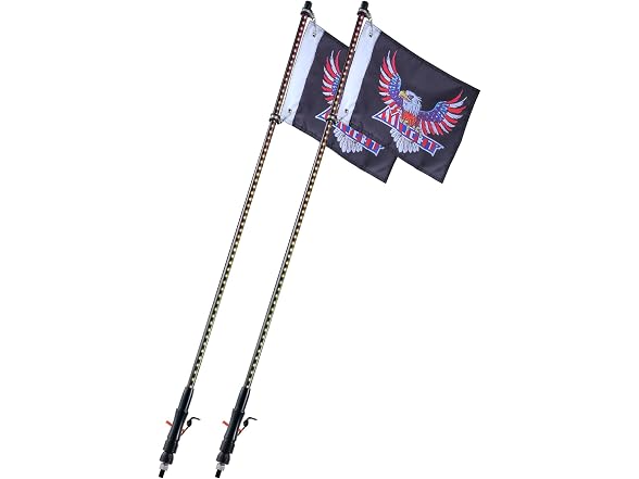 2 PCS 4 FT Whip Light, APP & RF Remote Control