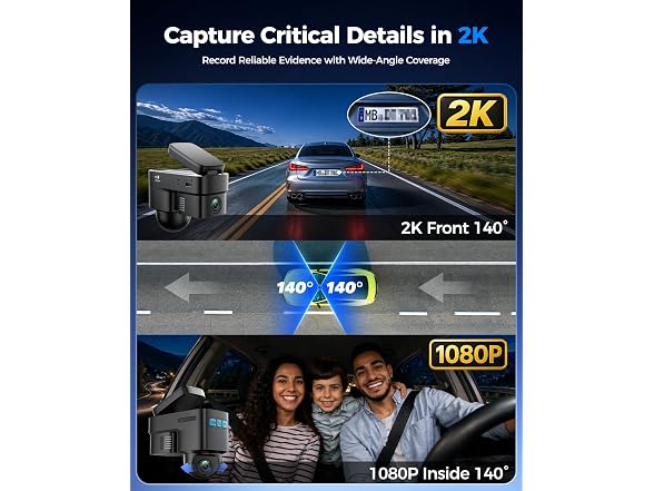 Topexplore 4G LTE Dash Cam Front+Inside
