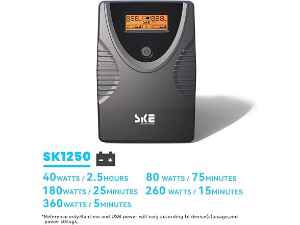 SKE UPS Battery Backup 1250VA/720W