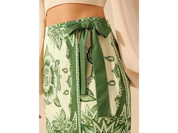 Talakeno Dark Green Floral Wrap Skirt M