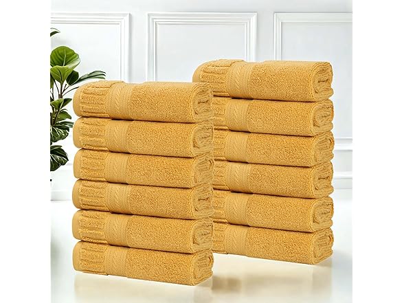 Superior 12PC Venice Zero Twist Cotton Small Towels