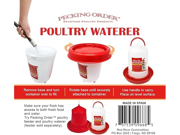 Pecking Order Poultry Waterer, Red