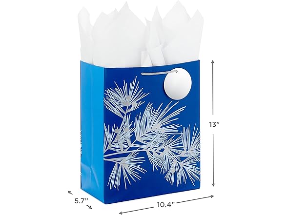 Hallmark 13" Gift Bag w/Tissue, Blue Pine