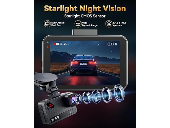 4K+4K Dash Cam Front and Rear | 128GB SD