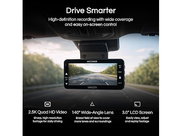 Minolta 2.5K Quad HD Dash Camera