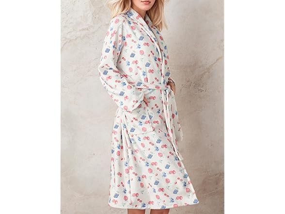 Women Strawberry Print Bathrobe