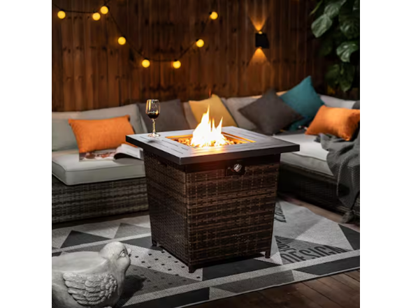 ToolCat 28" Square Wicker Fire Table