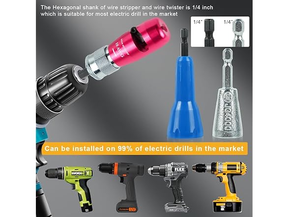  Wire Stripper Drill 14-8AWG 4Pcs Kit