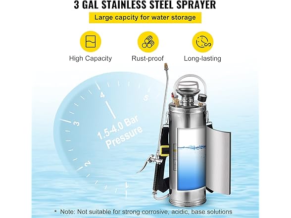 VEVOR 3 Gallon Stainless Steel Sprayer