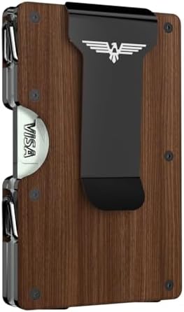 Lenvoten Minimalist Wallet for Men, Metal Wallet with Money Clip, Slim Compact Wallet, RFID Blocking Card Holder, Metal Aluminum Credit Card Holder, Holds up to 20 Cards