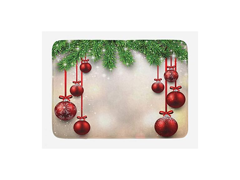 Ambesonne Christmas Bath Mat, Xmas Tradi