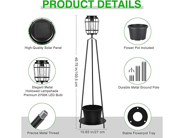 TOWPONICS Outdoor Floor Lamp with Planter