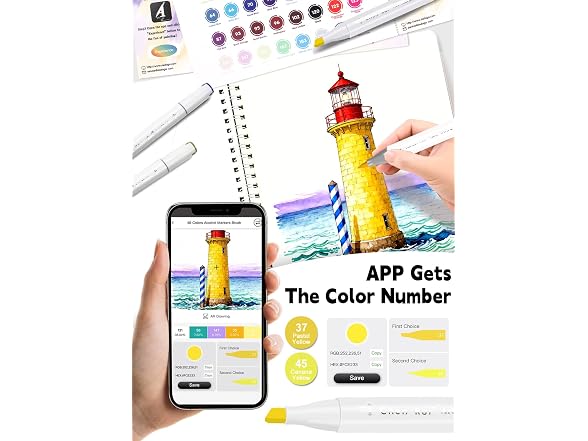 YHC 48-Color Alcohol Markers Brush Tip