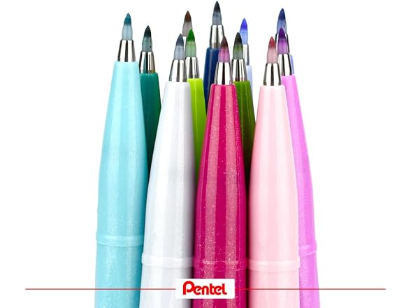 Pentel Brush Sign Pen SES15C-12 Fibre-Tip Pen 10 red
