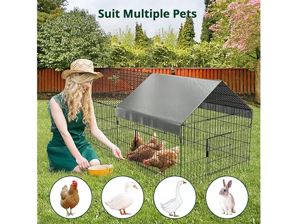 Chicken Coop, 86"x40"x40" Chicken Run Pen with Cover