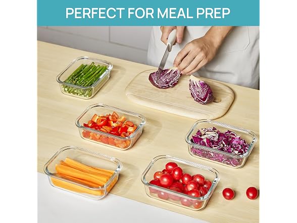 Vtopmart Blue 5 Pack 22oz Glass Containers W/ Lids